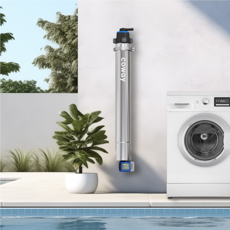 Contoh pemasangan Coway Outdoor Filter pada dinding