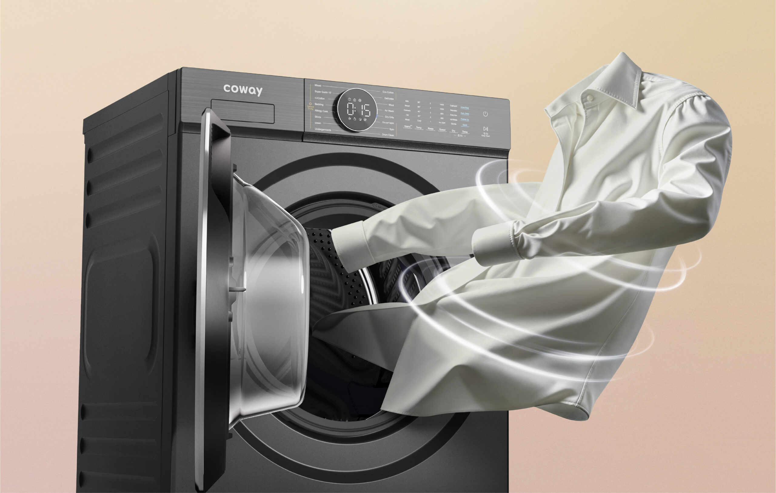 Ciri penjagaan fabrik Coway Washer Dryer